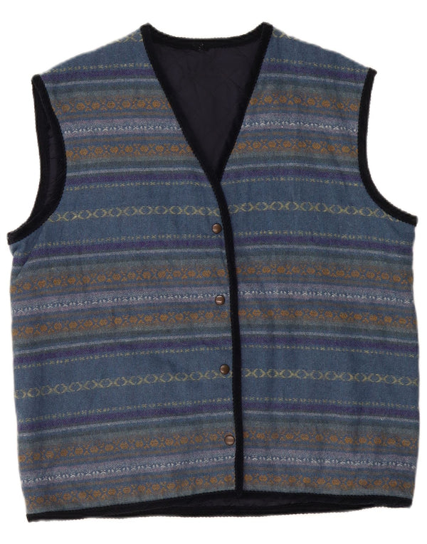 Gilet da donna VINTAGE UK 12 blu medio a righe
