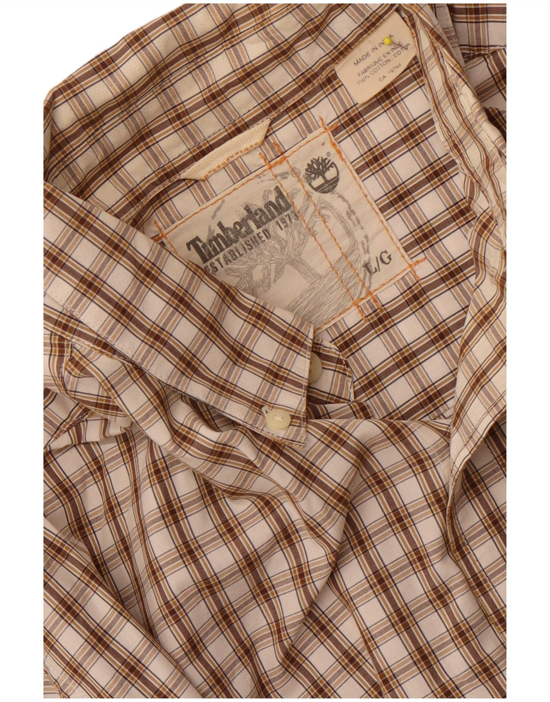 Camicia da uomo Timberland Large in cotone a quadri marroni