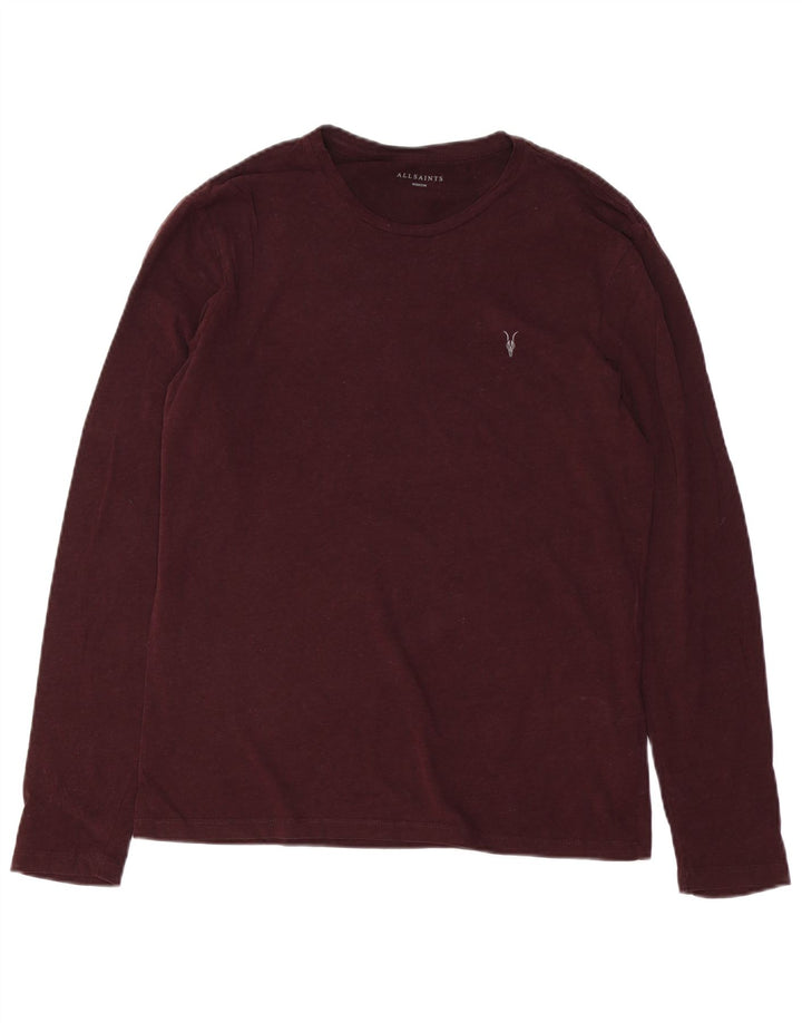 Maglia da uomo a maniche lunghe All Saints in cotone bordeaux medio