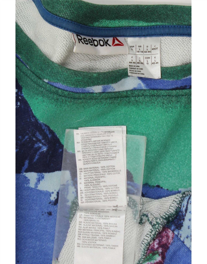 Felpa grafica Reebok da donna UK 16/18 grande multicolore