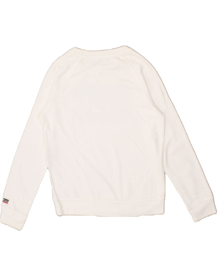 LEVI'S Womens Graphic Crop Sweatshirt Jumper UK 10 Small White Vintage Levi's and Second-Hand Levi's from Messina Hembry 