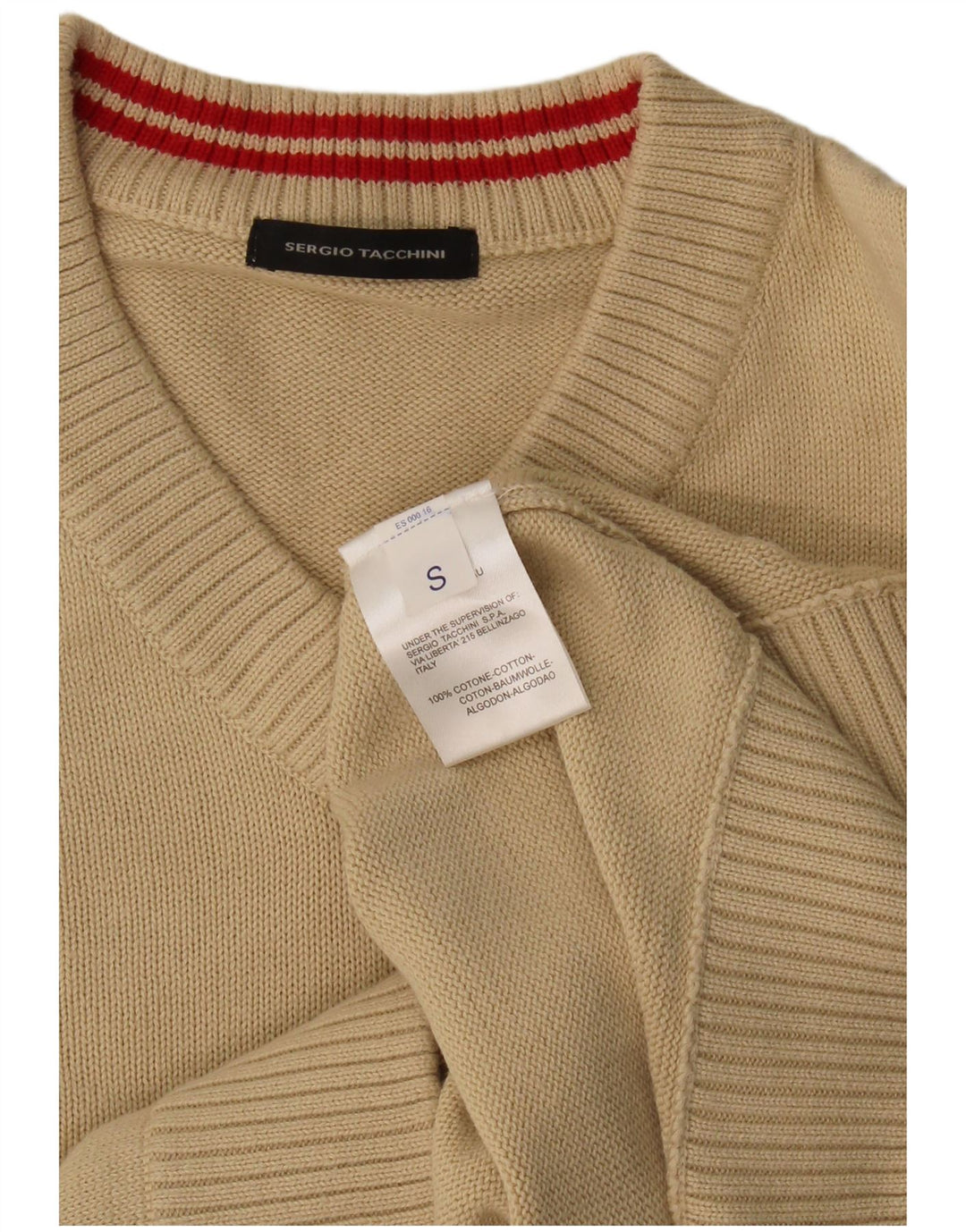 Maglione Sergio Tacchini da uomo con scollo a V piccolo in cotone beige