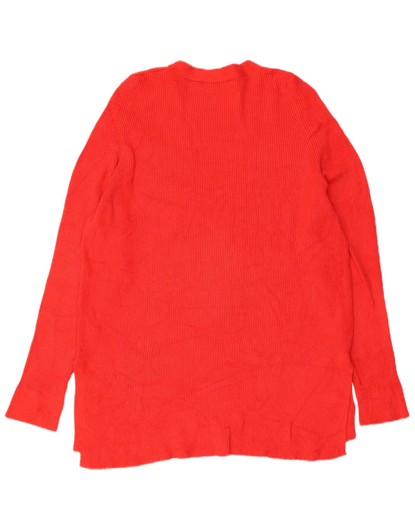 MARKS & SPENCER Maglione da donna con scollo a V UK 16 Grande viscosa rossa