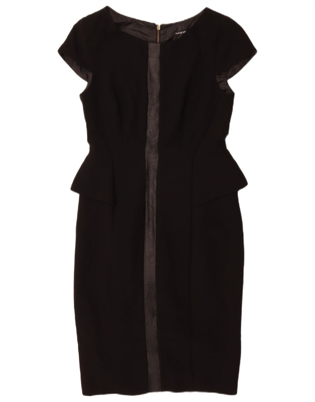 MARKS & SPENCER Abito peplo autografo da donna UK 10 Piccolo poliestere nero