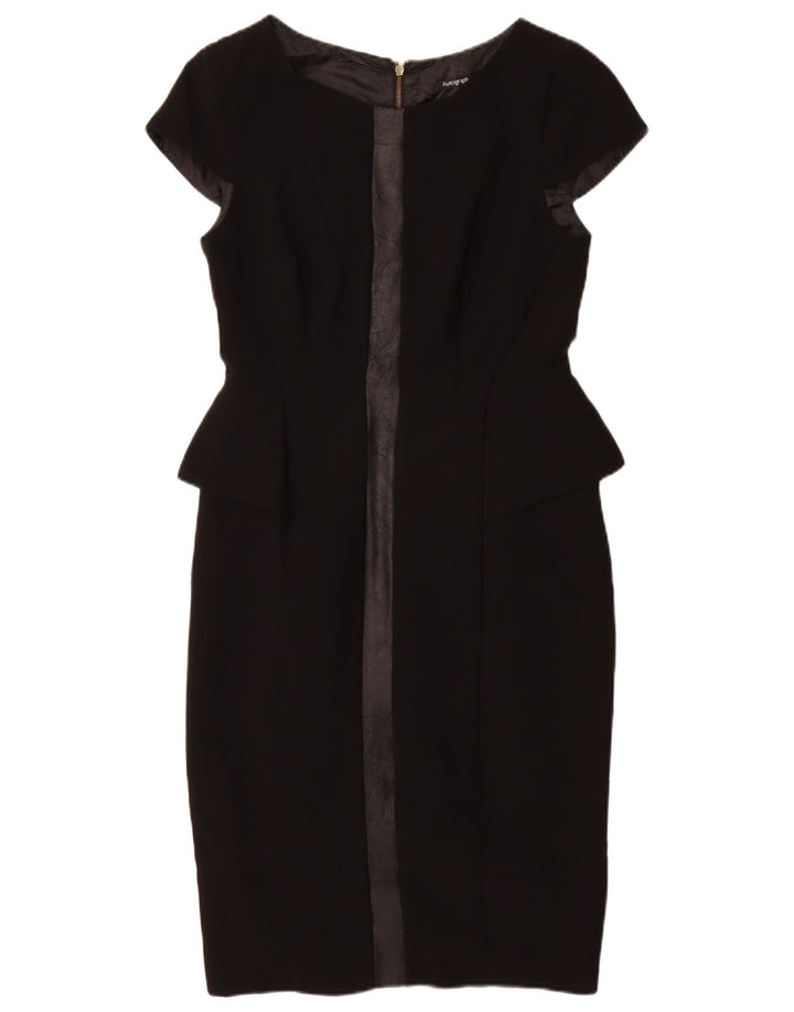 MARKS & SPENCER Abito peplo autografo da donna UK 10 Piccolo poliestere nero