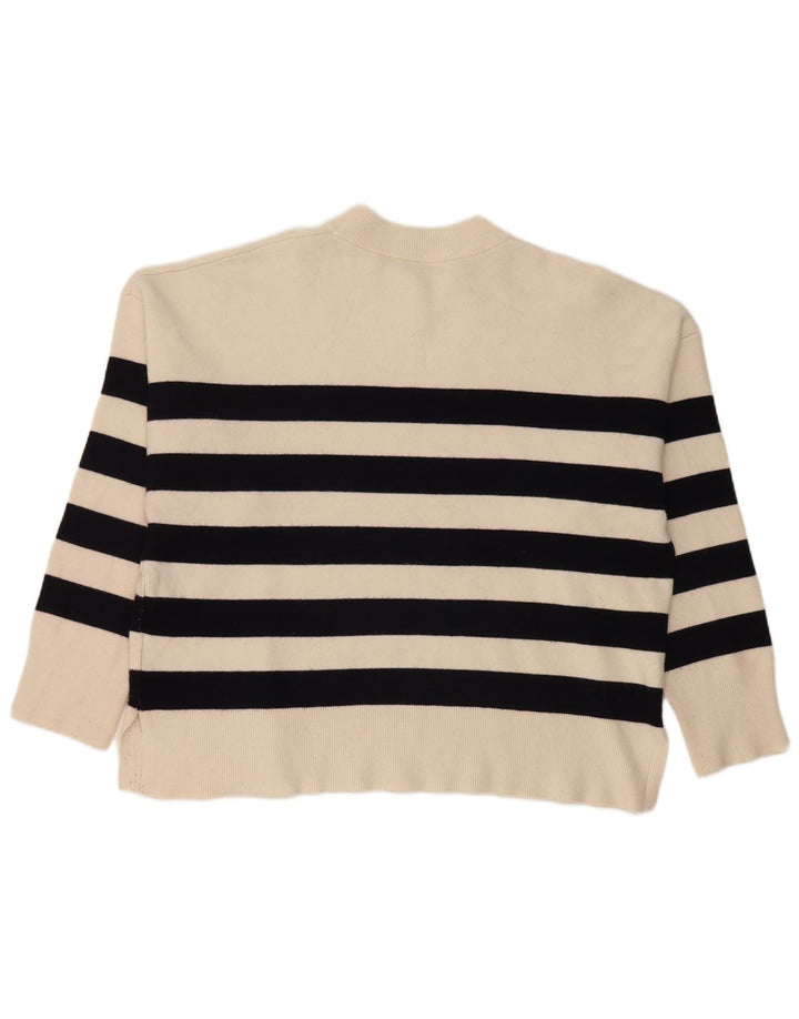 Maglione girocollo oversize da donna Zara UK 10 piccolo a righe bianche