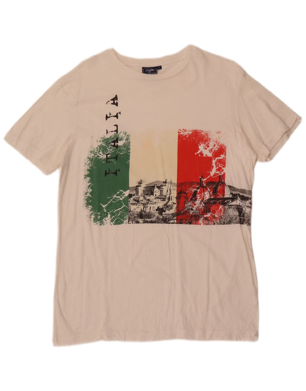 T-shirt grafica da uomo Lotto Italia Top grande in cotone bianco
