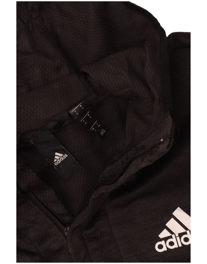Giacca da ginnastica da uomo con cappuccio Adidas piccola in poliestere grigio