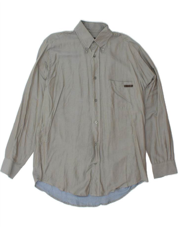 TRUSSARDI Mens Shirt Medium Grey Cotton Vintage Trussardi and Second-Hand Trussardi from Messina Hembry 