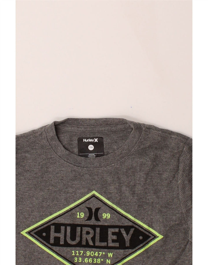 HURLEY Boys Graphic Top Long Sleeve 7-8 Years Grey Cotton Vintage Hurley and Second-Hand Hurley from Messina Hembry 