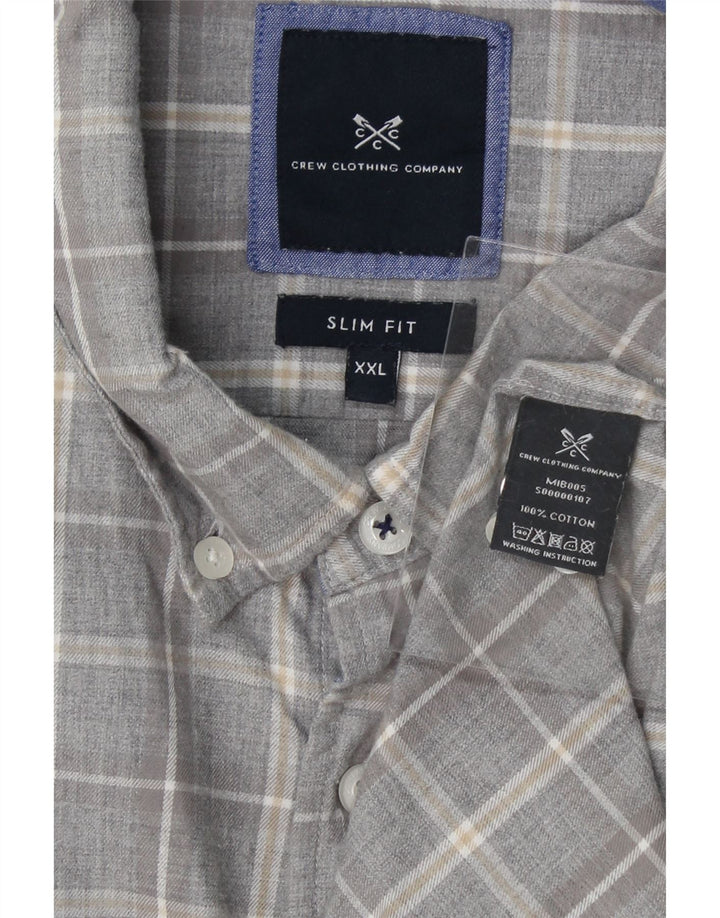 CREW CLOTHING Mens Slim Fit Shirt 2XL Grey Check Cotton Vintage Crew Clothing and Second-Hand Crew Clothing from Messina Hembry 