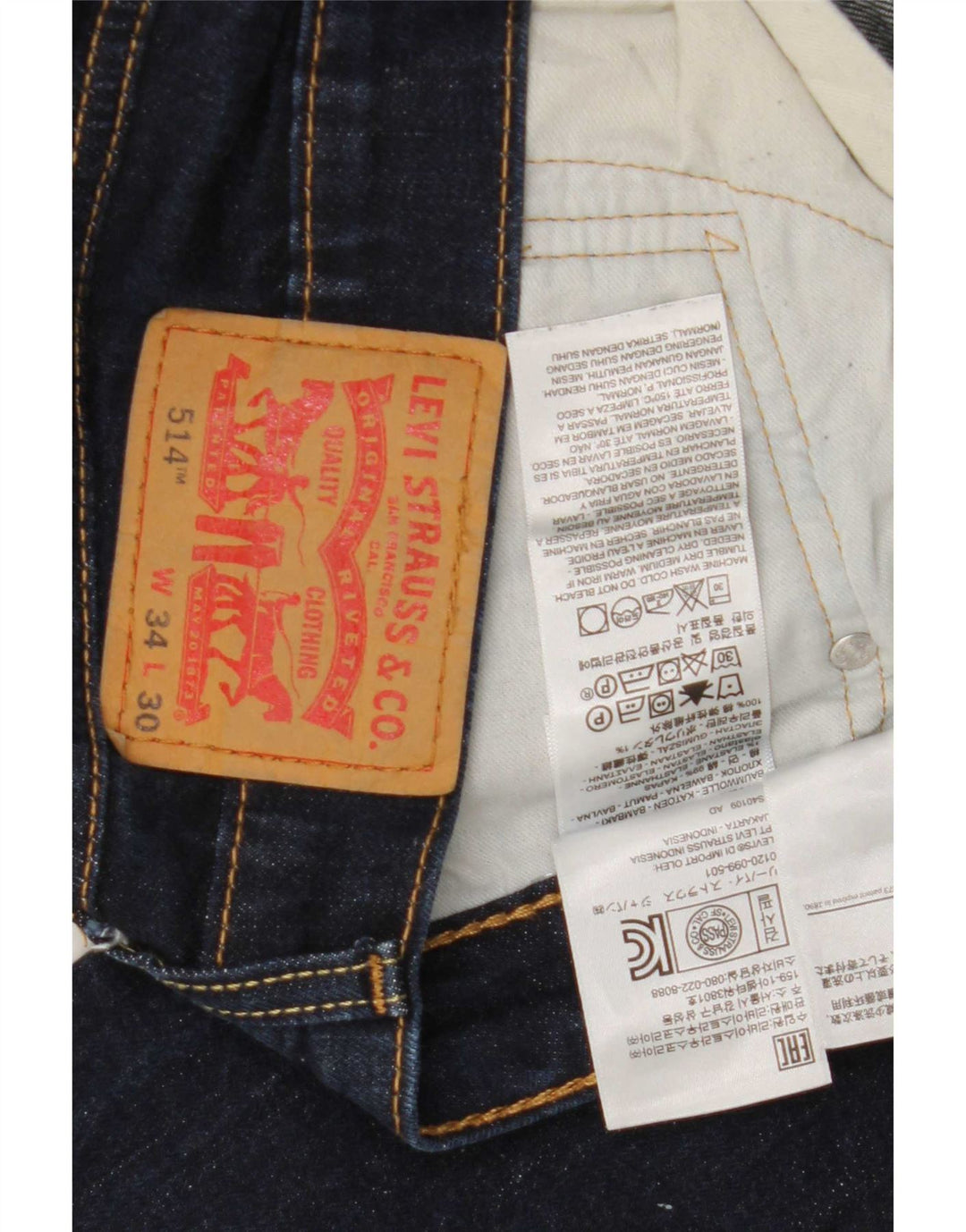 Levi's Uomo 514 Jeans dritti W34 L30 Cotone blu navy