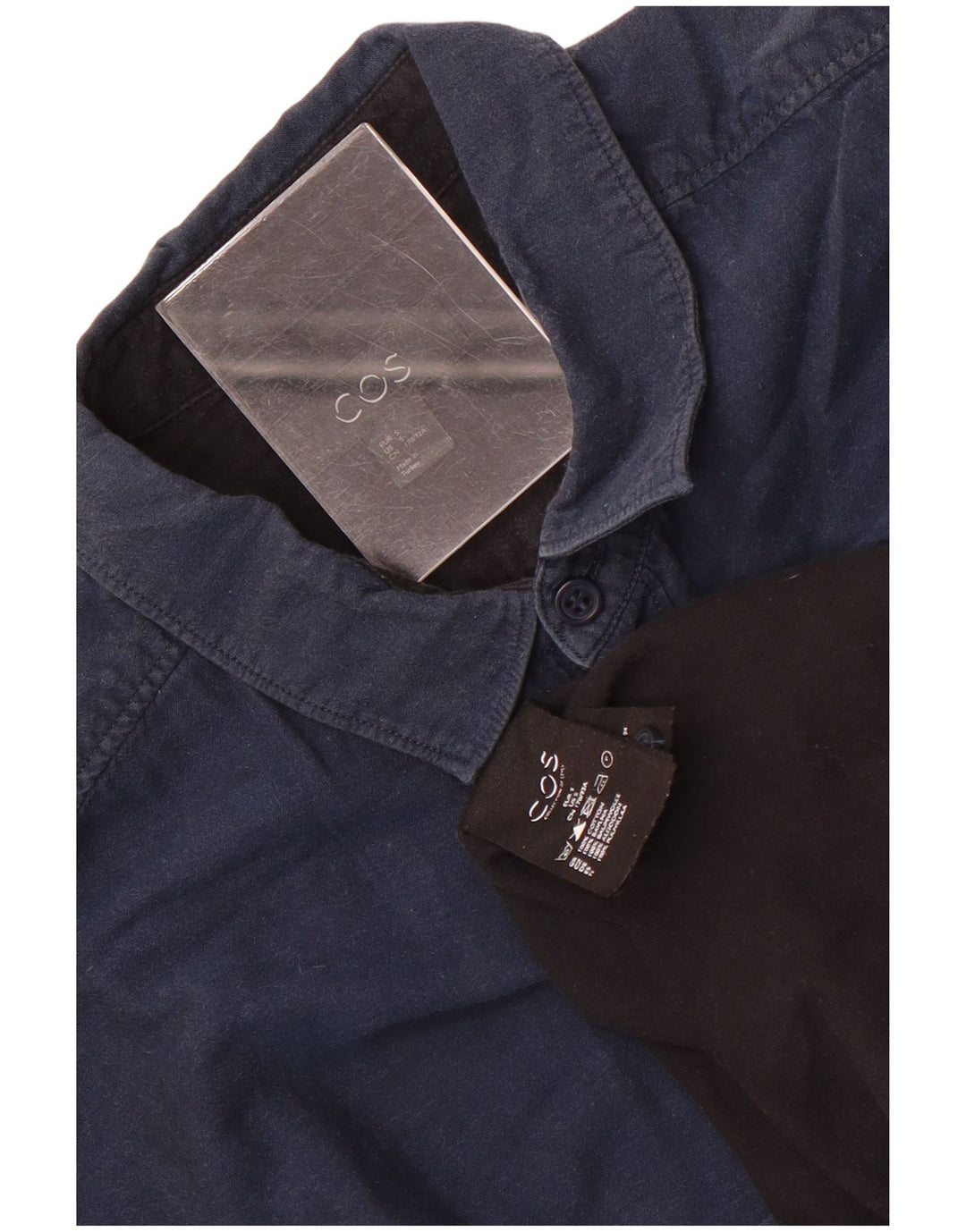 Camicia Cos da uomo piccola in cotone blu navy