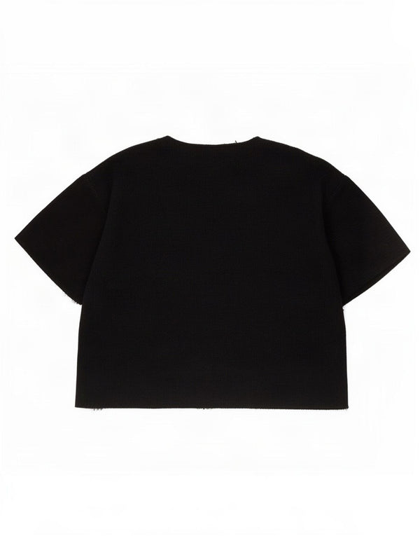 T-shirt corta da donna Zara UK 14 poliestere nero medio