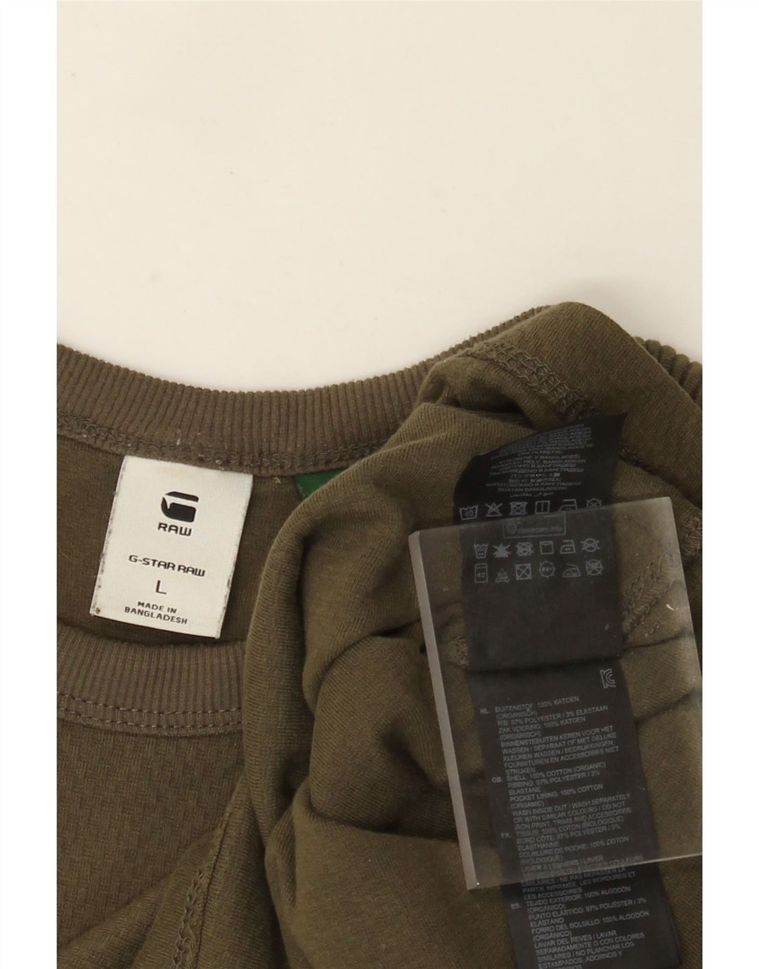 Maglia da uomo G-Star a maniche lunghe grande in cotone kaki