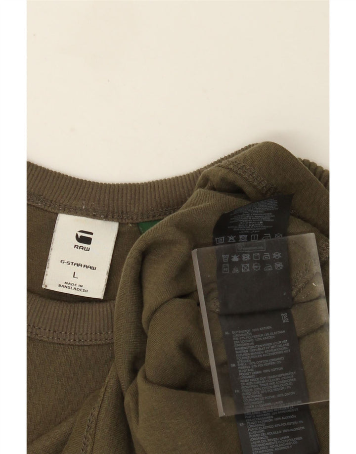 Maglia da uomo G-Star a maniche lunghe grande in cotone kaki