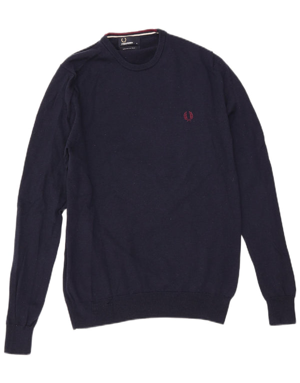 Maglione maglione girocollo da uomo Fred Perry in lana blu navy media