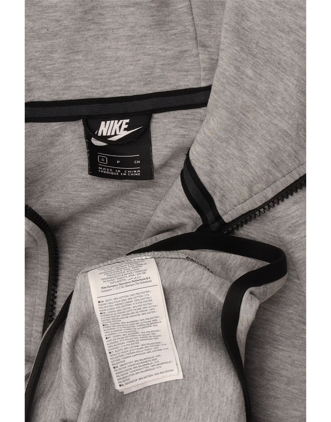 Felpa con cappuccio e zip Nike da uomo, piccola, in cotone grigio screziato