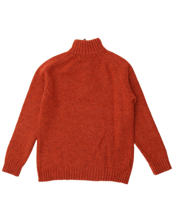 Maglione da uomo con collo con zip John Lewis, lana merino chiazzata marrone medio