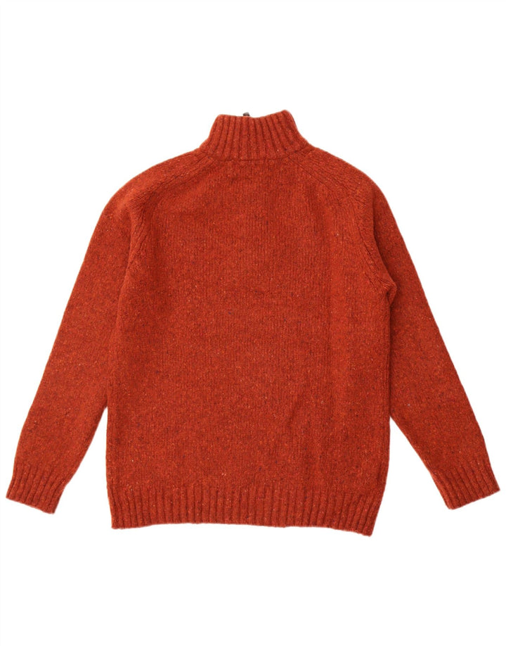 Maglione da uomo con collo con zip John Lewis, lana merino chiazzata marrone medio