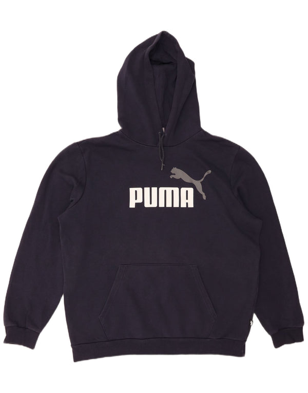 Felpa con cappuccio grafica da uomo PUMA grande in cotone blu navy