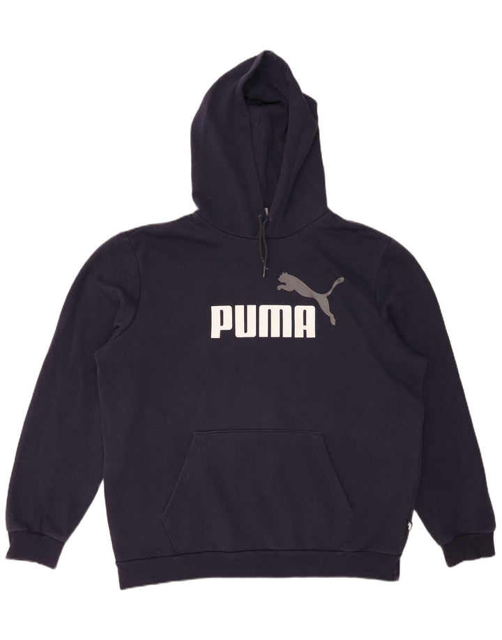 Felpa con cappuccio grafica da uomo PUMA grande in cotone blu navy