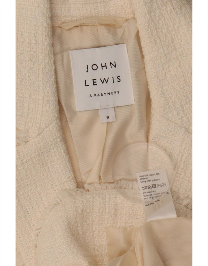 Giacca blazer da donna a 1 bottone John Lewis UK 10 piccola in cotone bianco