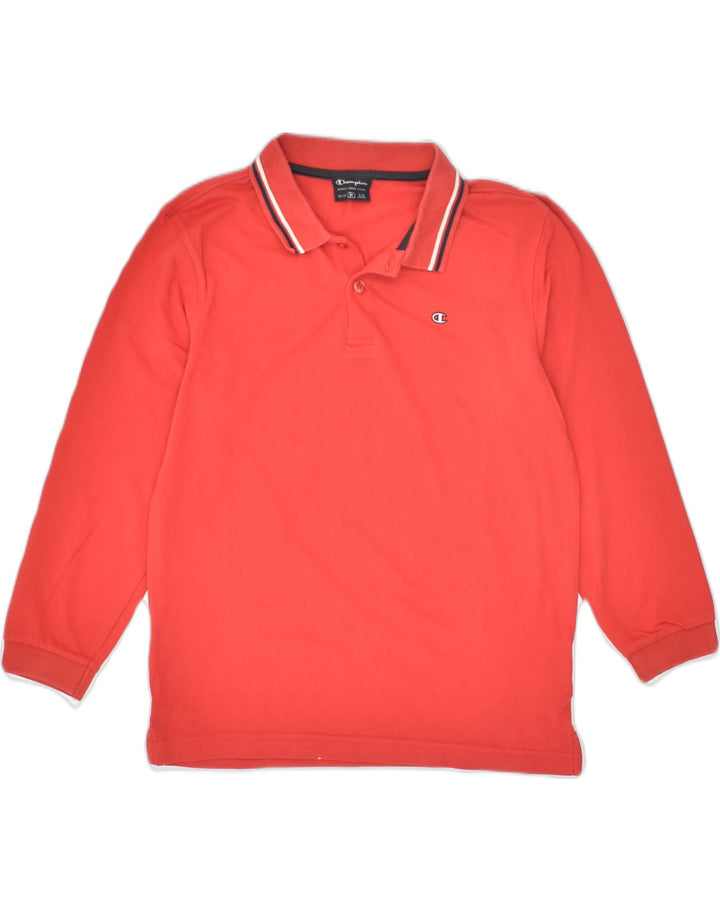 CHAMPION Boys Long Sleeve Polo Shirt 9-10 Years Medium Red Cotton | Vintage Champion | Thrift | Second-Hand Champion | Used Clothing | Messina Hembry 