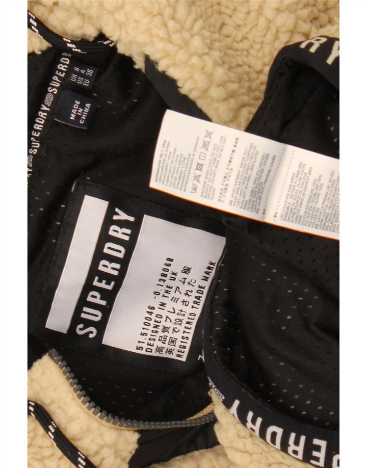 Maglione da donna in pile con grafica oversize Superdry UK 8 Small Beige