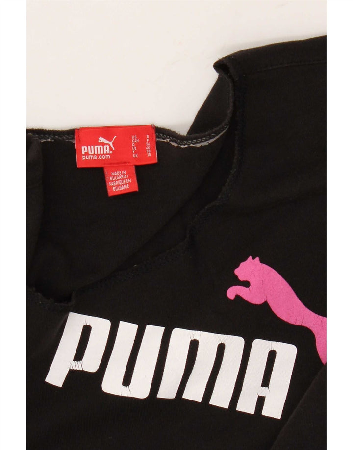Puma Maglietta grafica da donna a maniche lunghe UK 10 Small Nera