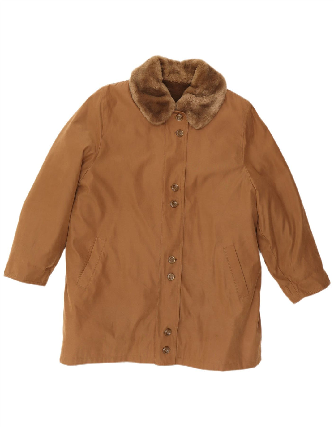 Cappotto Sherpa da donna VINTAGE UK 16 Grande poliestere marrone