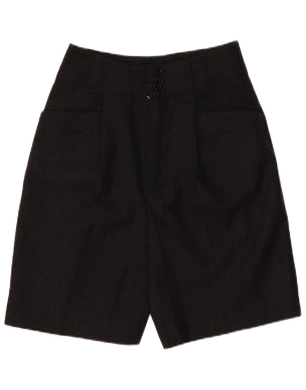 Pantaloncini casual a vita alta da donna VINTAGE EU 36 piccoli W28 lana vergine grigia