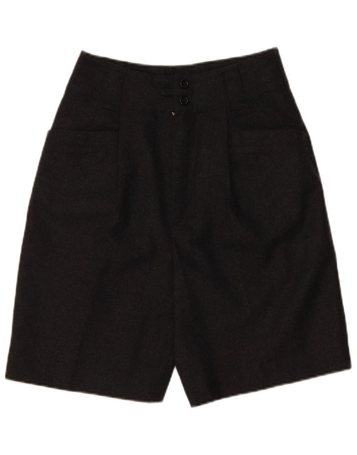 Pantaloncini casual a vita alta da donna VINTAGE EU 36 piccoli W28 lana vergine grigia