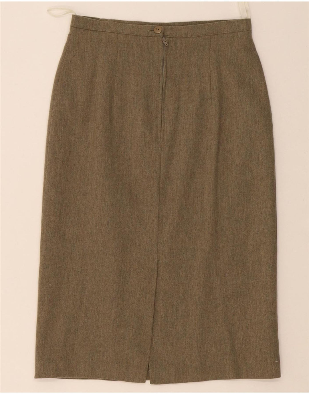 ST. BERNARD Womens Straight Skirt UK 10 Small W26 Khaki Wool Vintage St. Bernard and Second-Hand St. Bernard from Messina Hembry 
