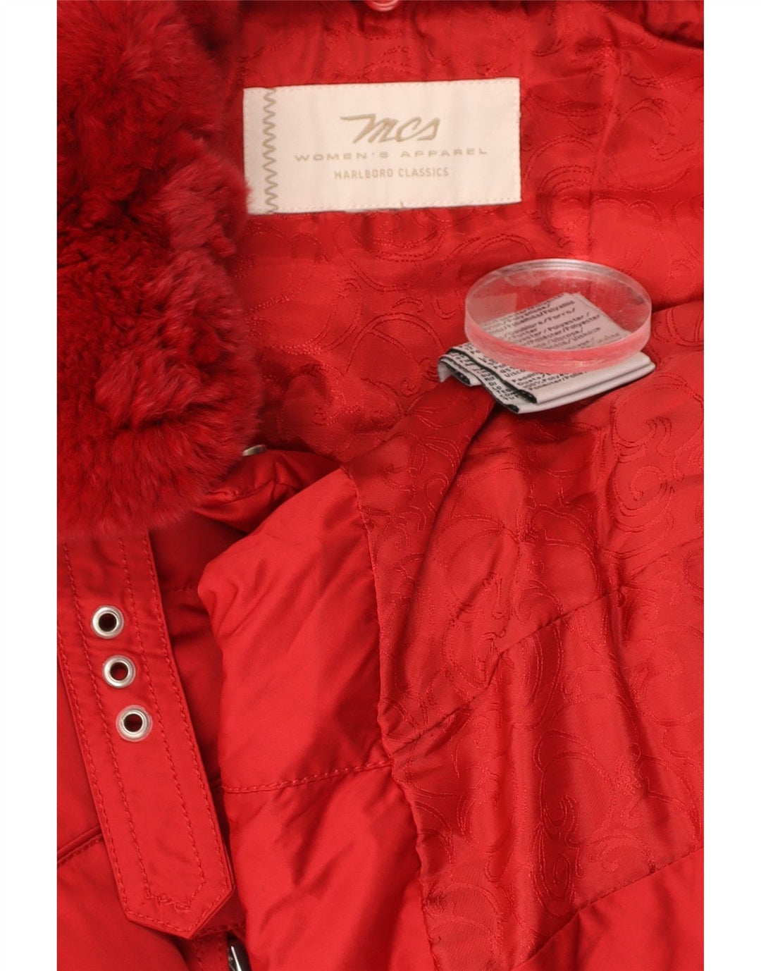 MARLBORO CLASSICS Womens Padded Jacket UK 14 Medium Red Polyester