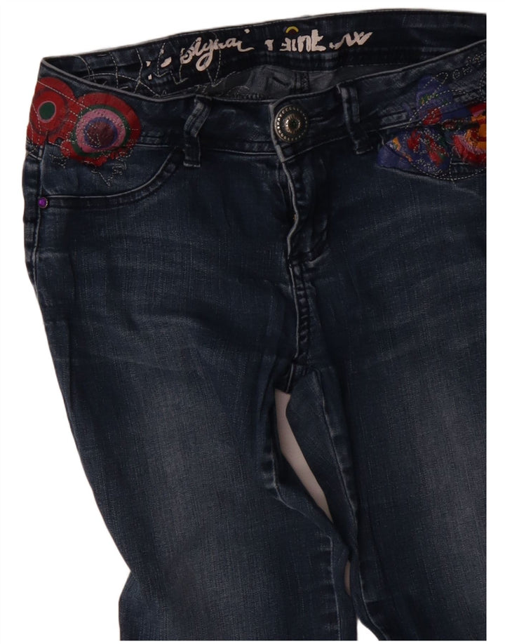 Desigual Donna Rainbow Joggers Jeans dritti W28 L30 Blu geometrico