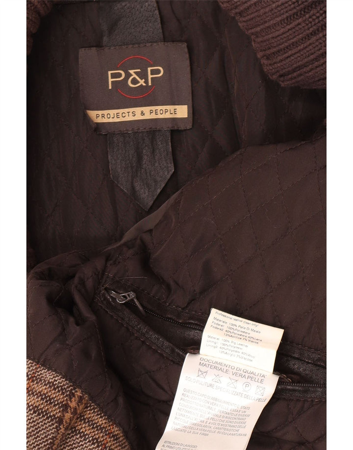 P&P People Giacca in pelle da uomo UK 42 XL Pelle marrone