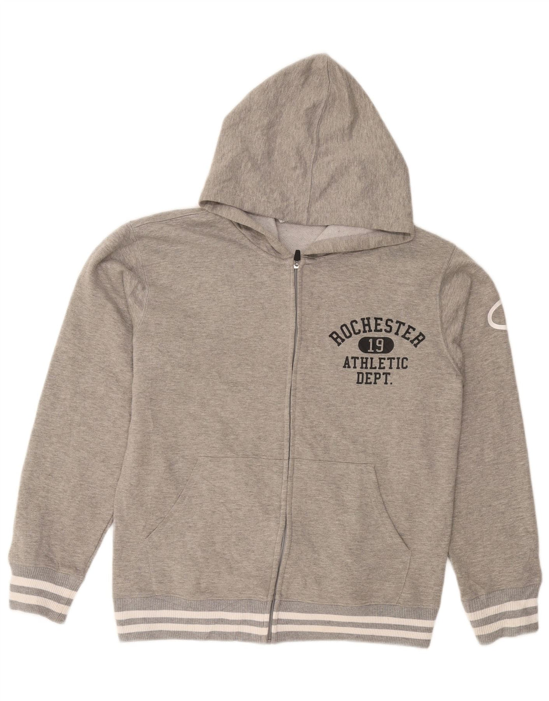 Maglione con cappuccio e zip grafica da uomo CHAMPION grande grigio