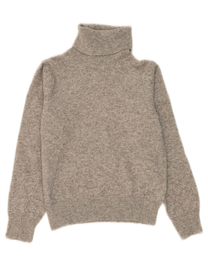 BENETTON Girls Roll Neck Jumper Sweater 9-10 Years Grey