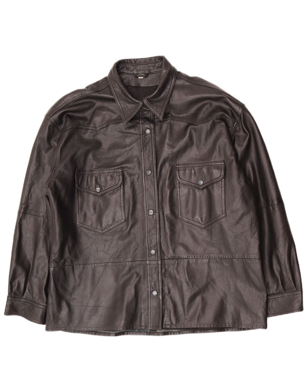 Giacca in pelle oversize da donna vintage EU 40 media nera