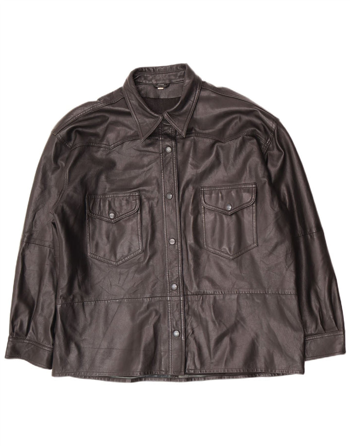 Giacca in pelle oversize da donna vintage EU 40 media nera