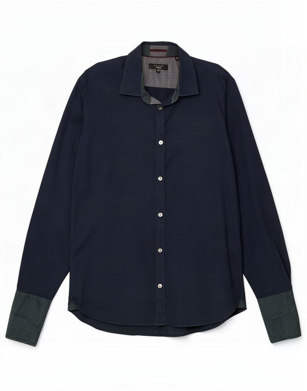 Camicia formale da uomo Ted Baker taglia 15,5 media blu navy maculato