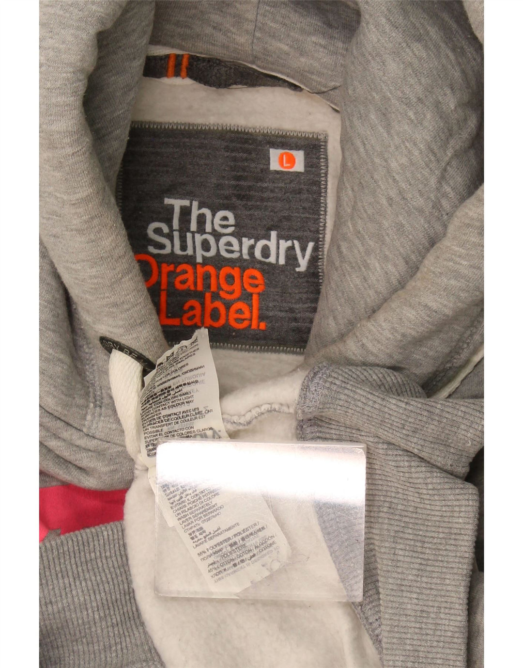Felpa con cappuccio grafica da donna Superdry UK 16 grande poliestere grigio