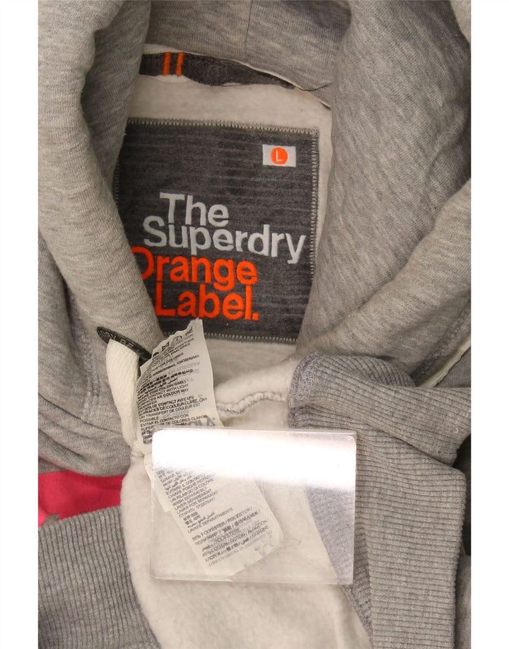 Felpa con cappuccio grafica da donna Superdry UK 16 grande poliestere grigio