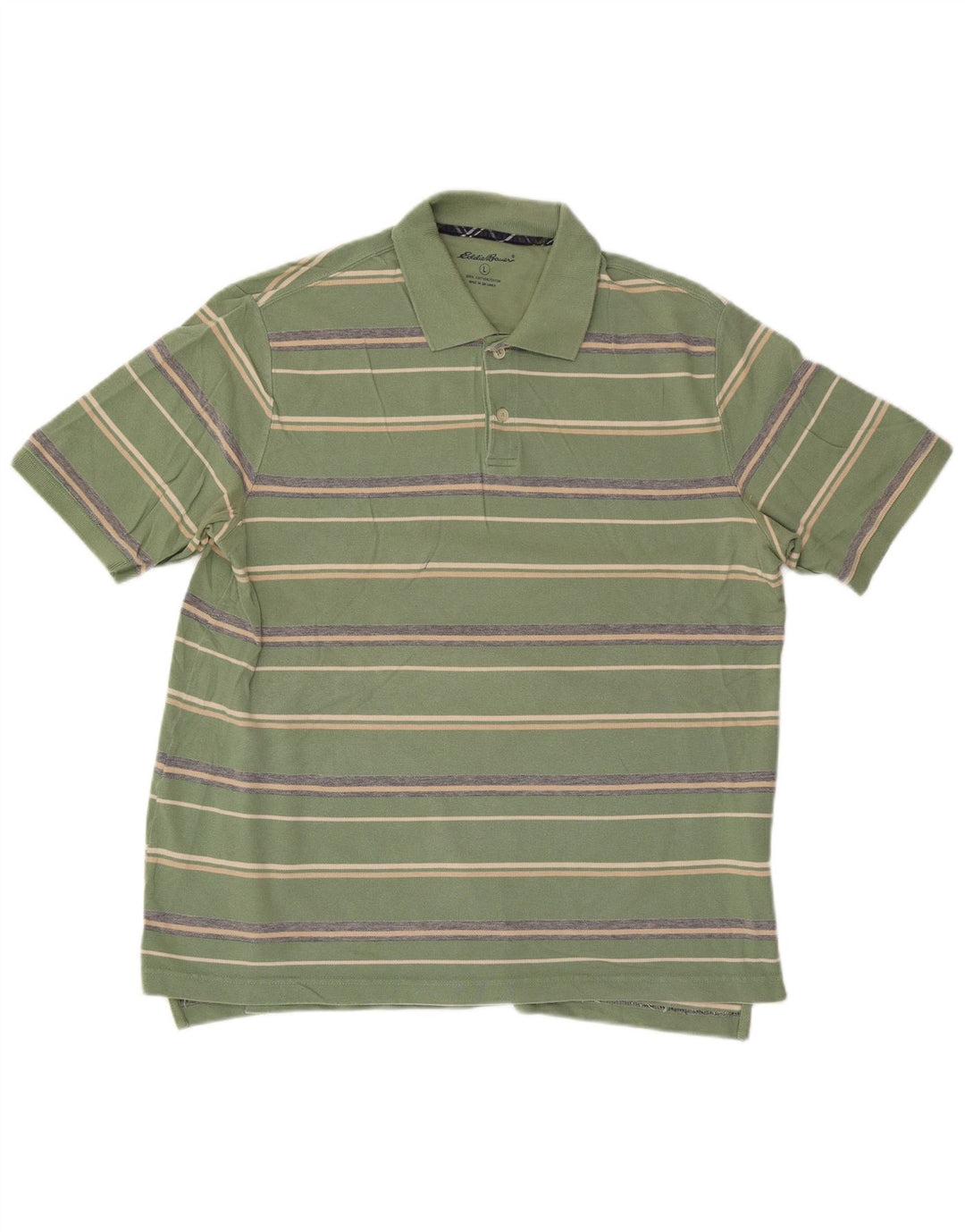 Polo da uomo Eddie Bauer in cotone a righe verdi grandi