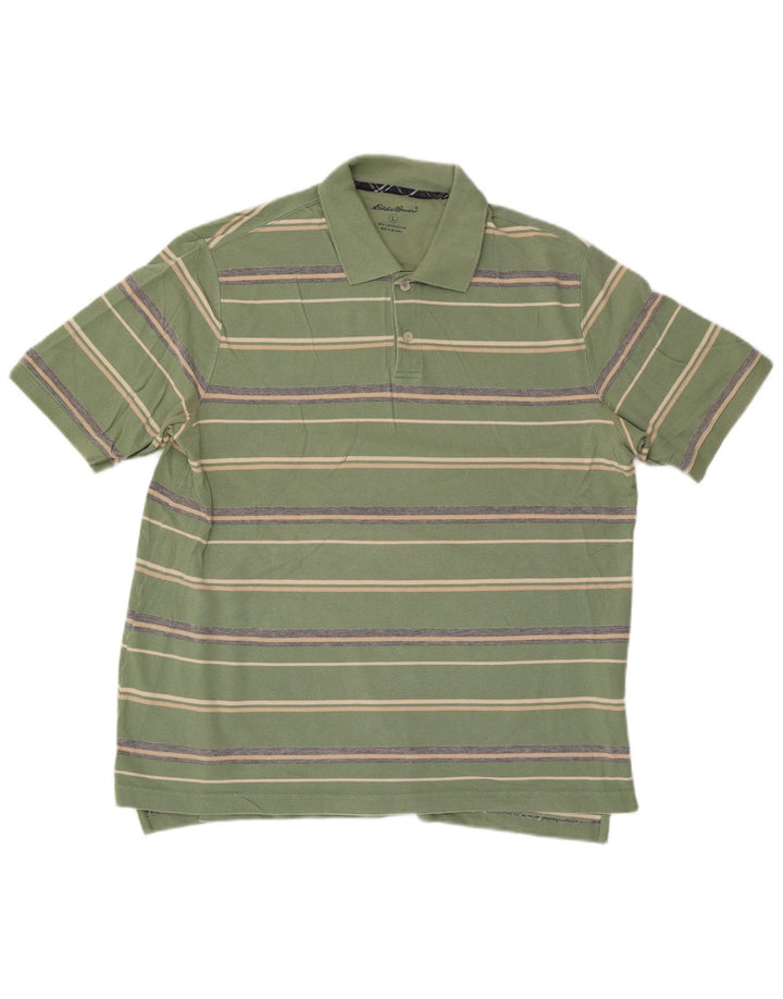 Polo da uomo Eddie Bauer in cotone a righe verdi grandi