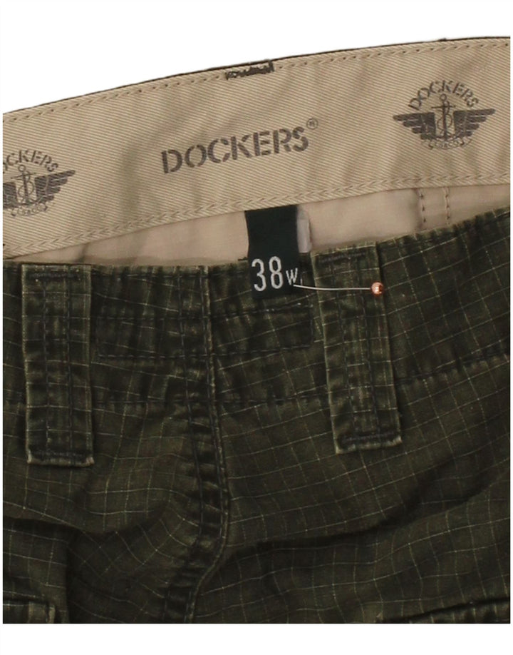 DOCKERS Mens Cargo Shorts W38 XL Green Check