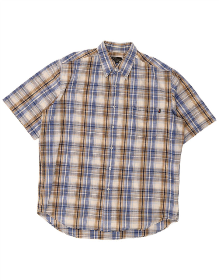 Camicia a maniche corte da uomo Marlboro Classics 2XL in cotone a quadri multicolore