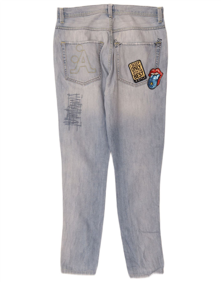 Jeans skinny effetto invecchiato da donna stile A W32 L30 cotone blu