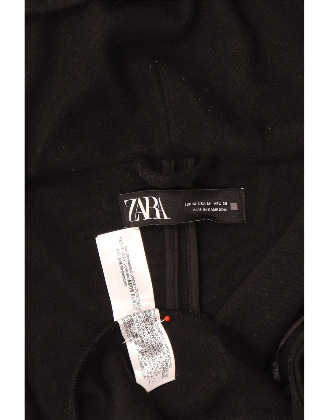 Cappotto con cappuccio da donna Zara UK 14 poliestere nero medio